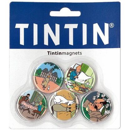 Tintin - Sats med 5 runda magneter