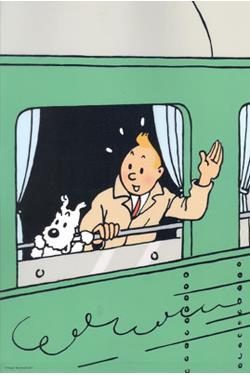 Tintin - Plastficka A4 - Tintin vinkar från tåg