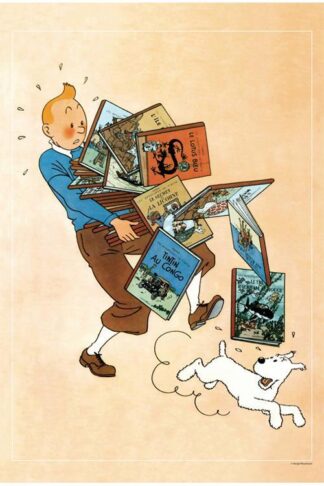 Poster - Tintin bär böcker